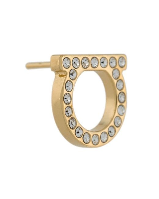 Ferragamo White Ferragamo Embellished Gancini Earrings