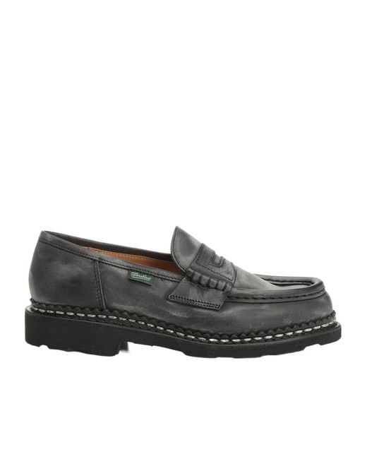 Paraboot Gray Orsay Slip-On Moccassin Loafers