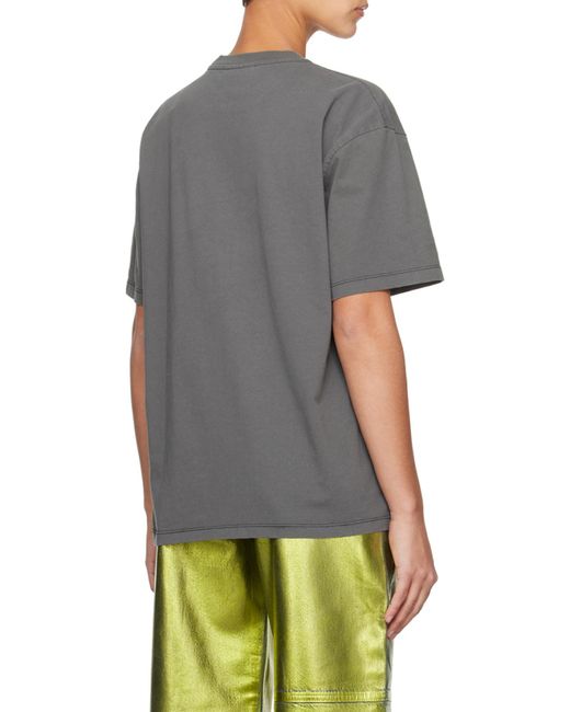Ganni Gray Logo Printed Crewneck T-Shirt