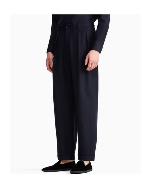 GIORGIO ARMANI X ALANUI Blue Giorgio Armani For Alanui Pure Virgin Wool Double-Pleat Trousers for men