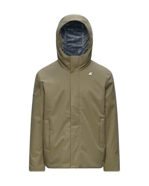 K-Way Green Logo-Printed Cotton-Padded Jacket for men