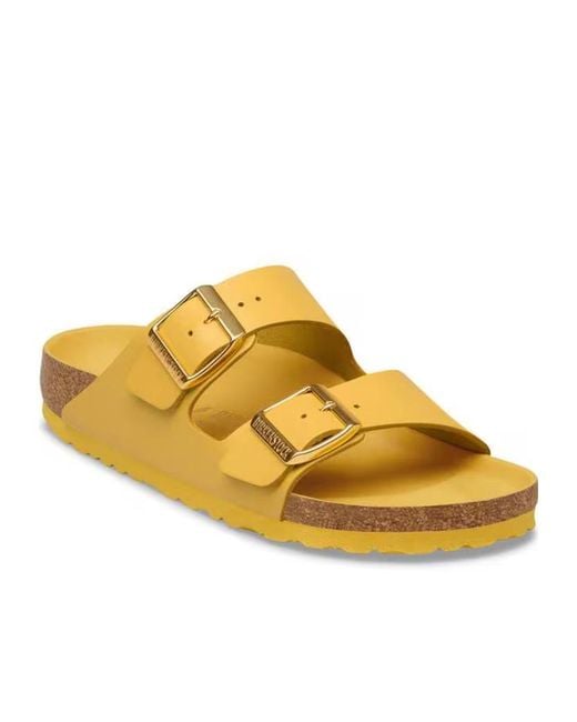 Birkenstock Yellow Arizona Buckled Slides