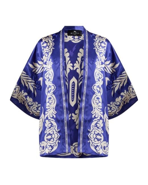 Etro Blue Floral Jacquard Kesa Robe