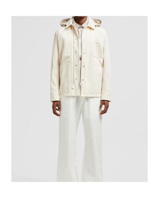 Moncler White Guerledan Hooded Shirt Jacket for men