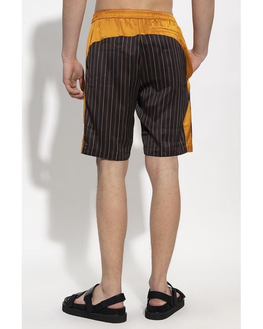 Dries Van Noten Red Graphic Printed Satin Shorts for men
