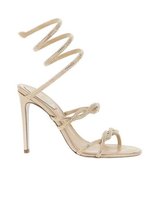 Rene Caovilla Metallic René Caovilla Braid Cleo Fog Satin Embellished Sandals