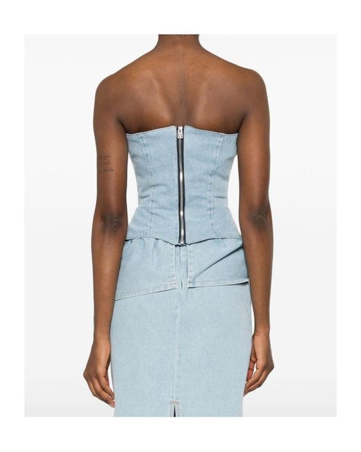 Magda Butrym Blue Ruffled Corset Top