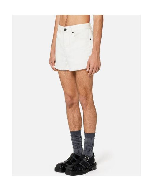 AMI White Ami Mid-Waisted Denim Shorts for men
