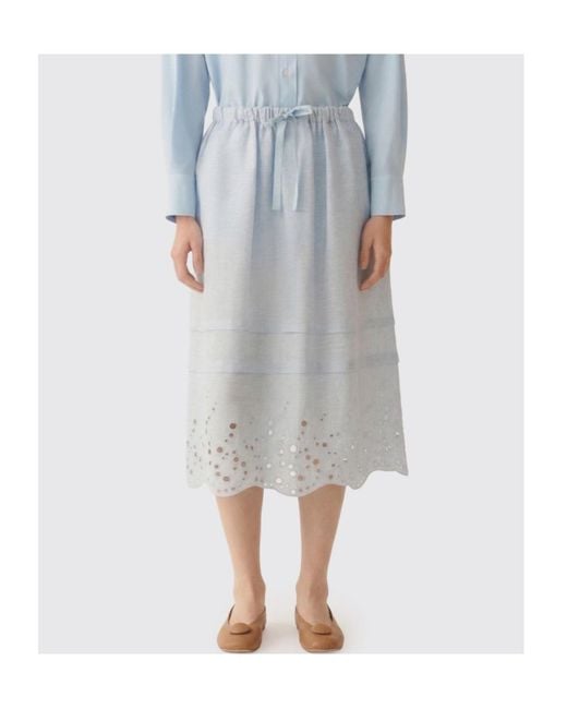 Fabiana Filippi Blue Elastic-Waist Skirt