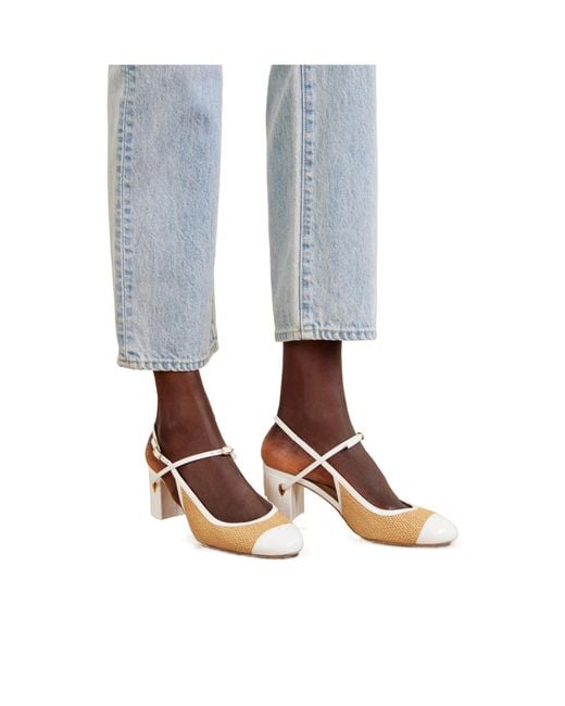 JENNIFER CHAMANDI Natural Round Toe Block Heel Shoes