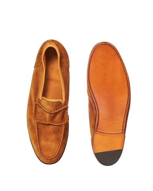 John Lobb Brown Round Toe Loafers for men