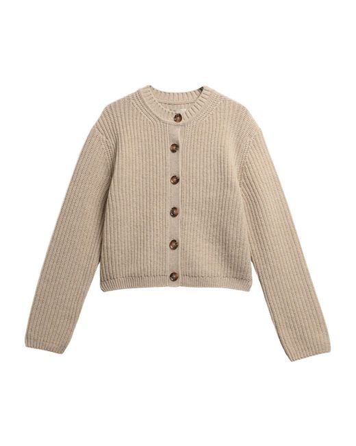 Barbour Natural Button-Front Knit Cardigan