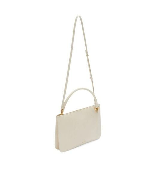 Jil Sander White Logo Printed Zipped Crossbody Bag