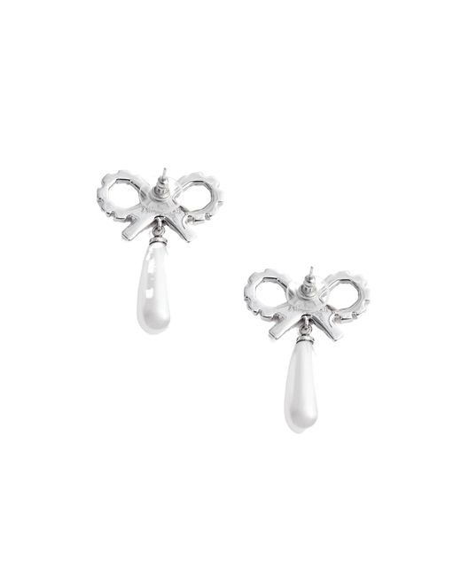 Self-Portrait White Bow Embellished Earrings