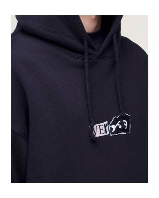 Y-3 Blue Logo Printed Crewneck Hoodie for men