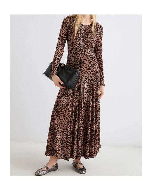 Marella Brown Printed Tulle Dress