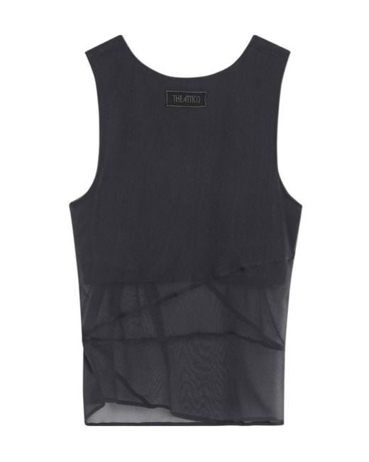 The Attico Blue The Draped Sheer Top