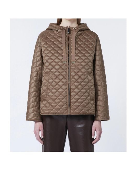 Max Mara Brown The Cube Giorno Quilted Padded Jacket
