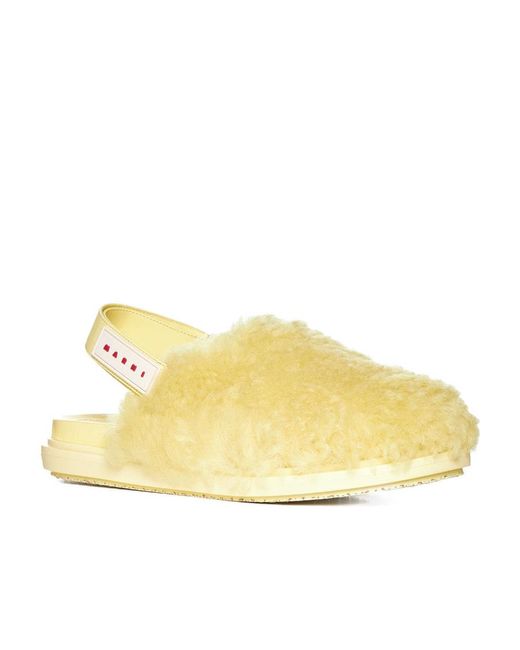 Marni Yellow Logo Patch Slingback Sandals
