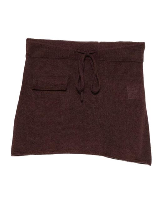 AYA MUSE Brown Ribbon-Wrapped Waist-Length Skirt
