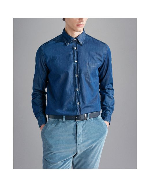 Paul & Shark Blue Long Sleeved Denim Shirt for men