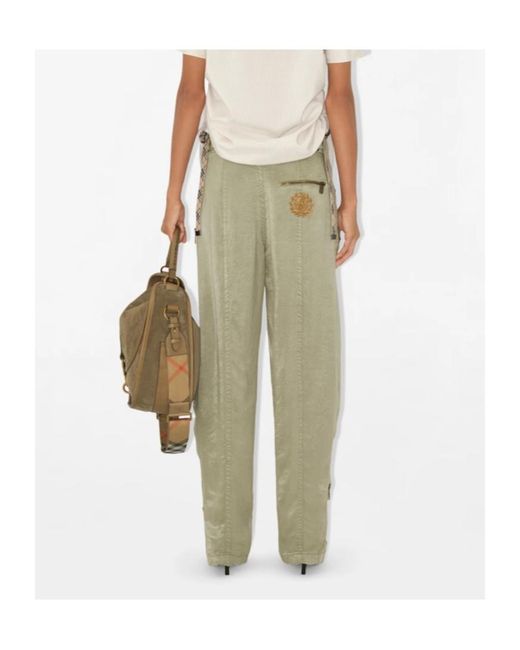Burberry Green Crest-Embroidered Trousers