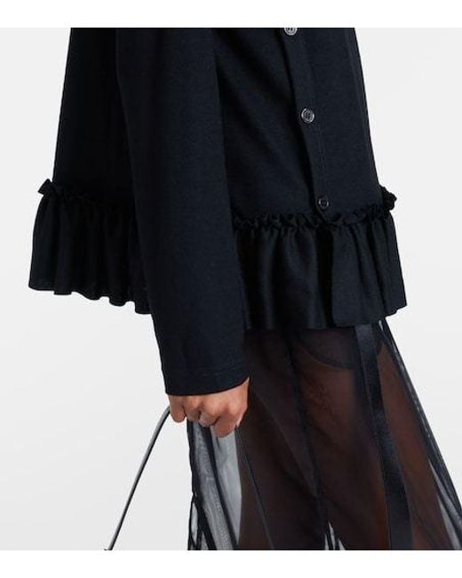 Comme des Garçons Black Ruffled Wool Top