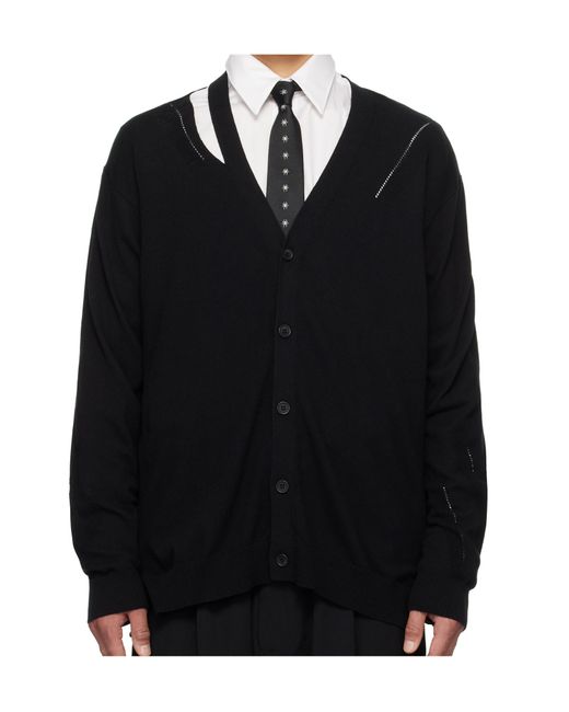 Yohji Yamamoto Black V-Neck Cardigan for men