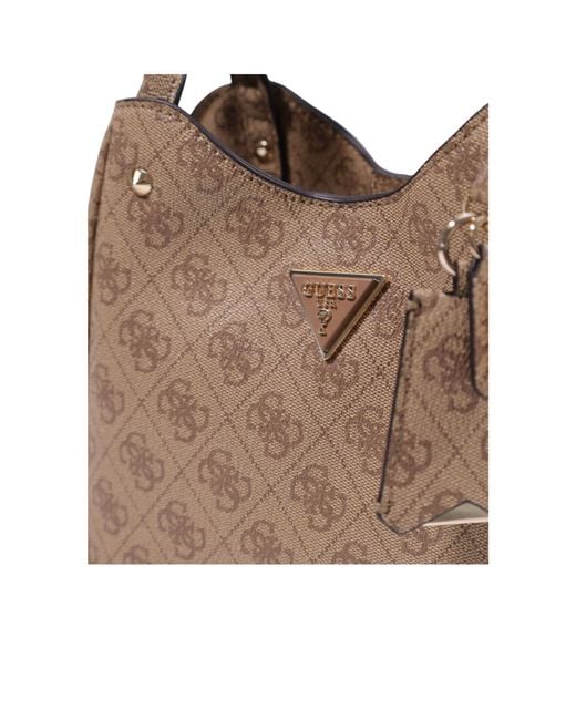 Guess Brown Logo-Pattern Tote Bag