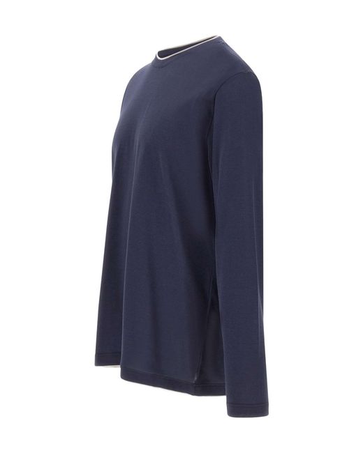 Eleventy Blue Contrast Trim Knitted Jumper for men