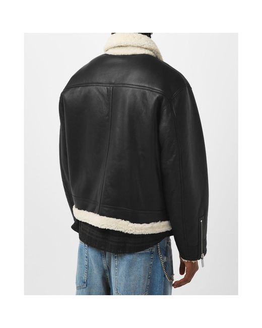 Represent Black Slim-Fit Leather Jacket for men