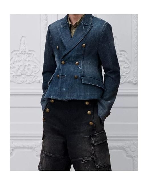 Dior Blue Cropped-Fit Bar Jacket for men