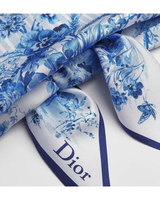 Dior Blue Iviera Toile De Jouy Floral Garden Silk Top