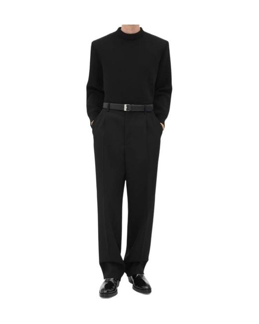 Bottega Veneta Black Pleated Straight Leg Trousers for men