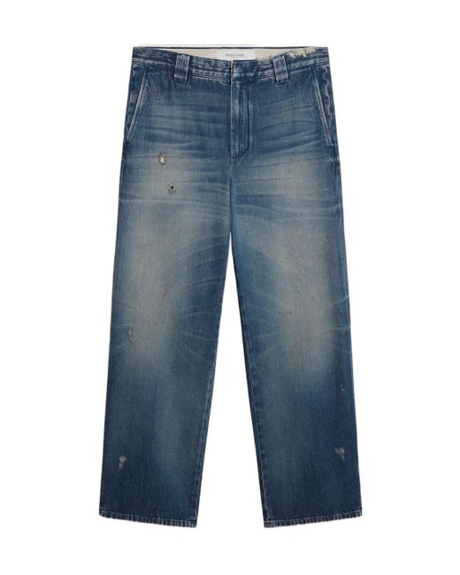 Golden Goose Deluxe Brand Blue Straight-Leg Distressed Jeans for men