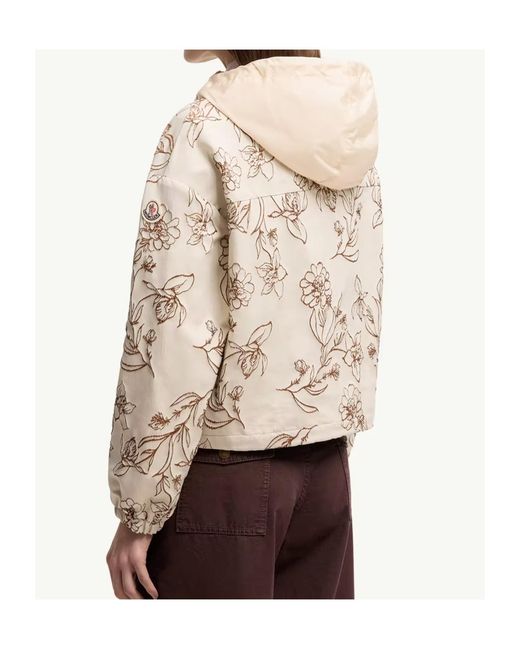 Moncler Natural Nepeta Floral Print Zip-Up Jacket