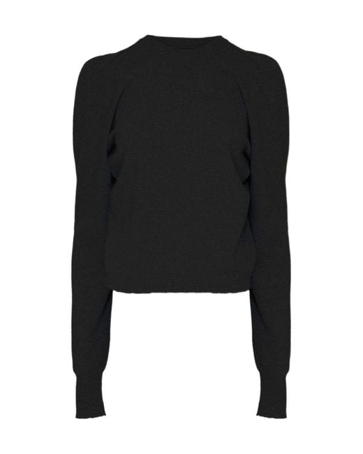 Maison Margiela Black Puff-Shoulder Wool Sweater