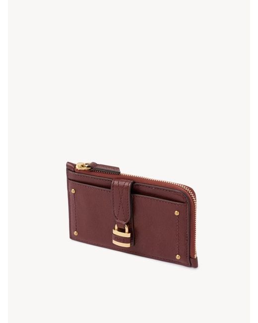 Chloé Purple Locker-Detail Strap Leather Wallet