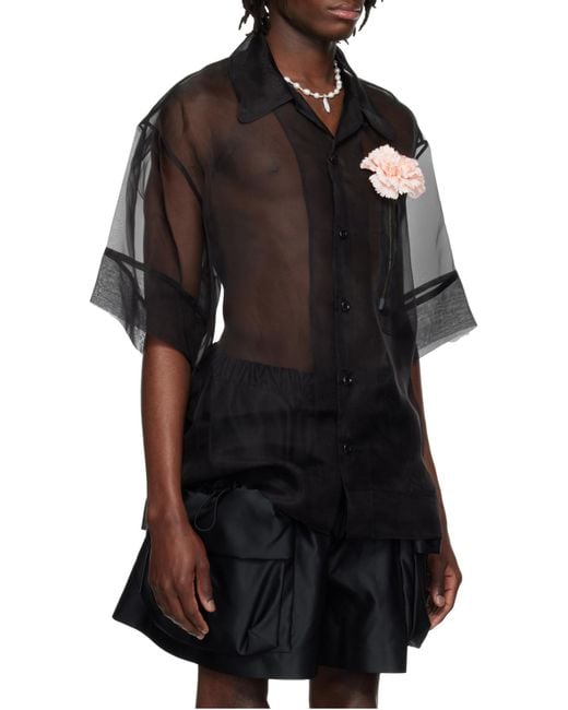 Simone Rocha Black Carnation Pocket Boxy Shirt for men