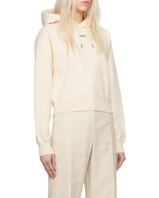 Jacquemus White Logo Patch Drawstring Hoodie