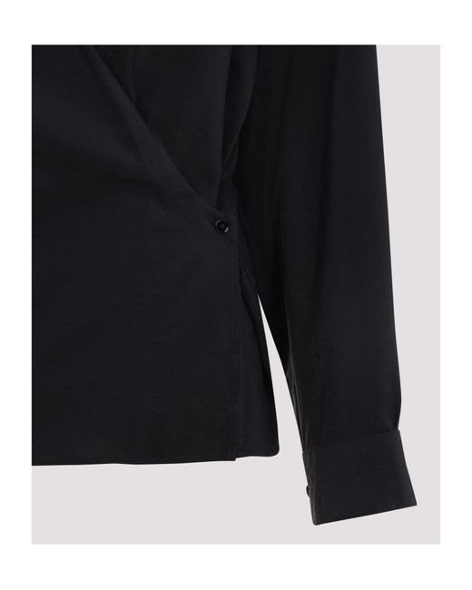 Lemaire Blue Twisted-Detail Polo-Collar Shirt