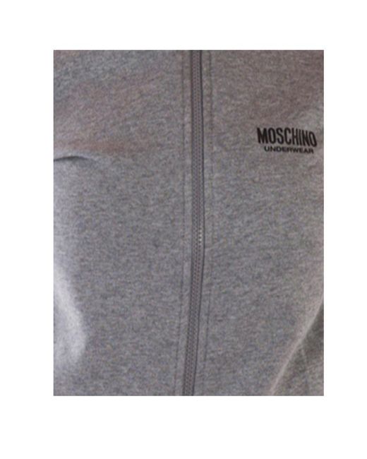 Moschino Gray Logo Printed Zipper Sweater