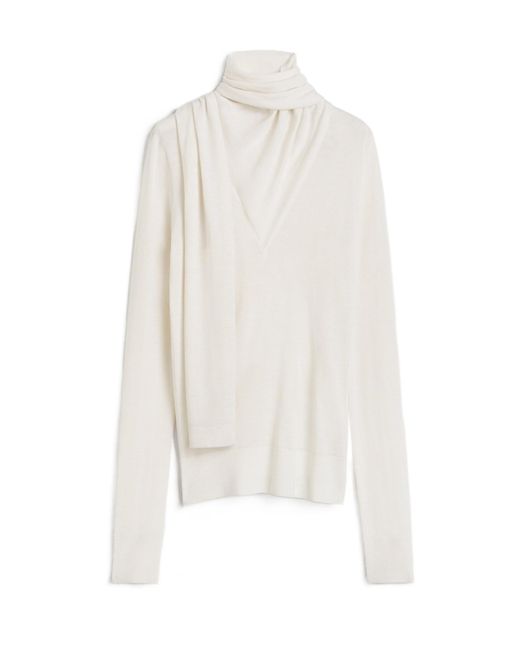 Totême White Totême Scarf Detailed Long-Sleeved Jumper