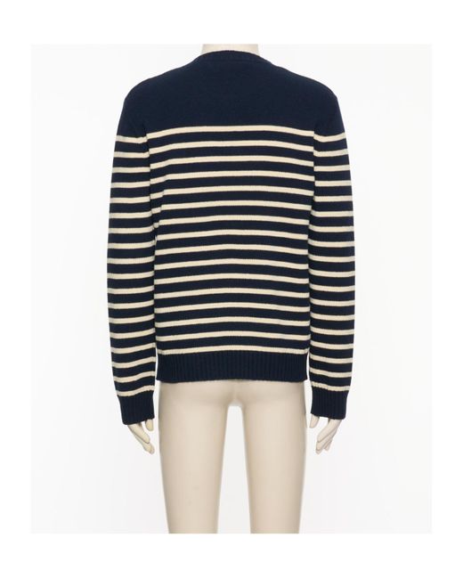 Valentino Blue Striped Logo Detailed Crewneck Jumper for men