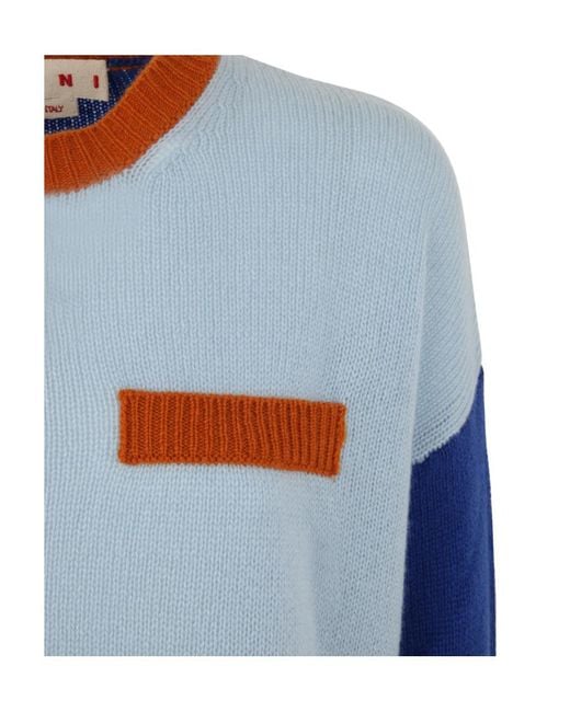 Marni Blue Round Neck Cashmere Sweater