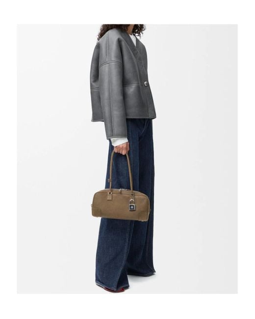 Loewe Gray Pebble Leather Cardigan