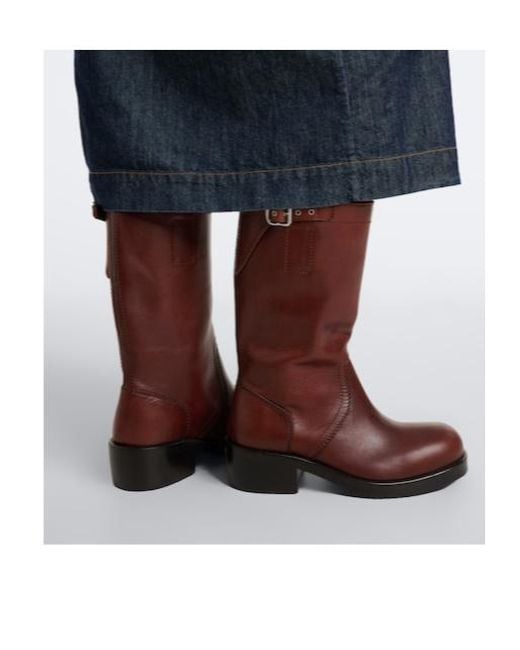 Dries Van Noten Brown Leather Biker Boots