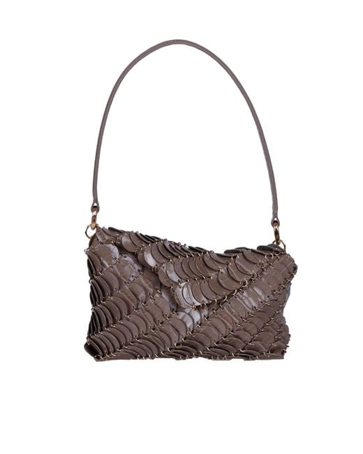 Rabanne Brown Disc Leather Shoulder Bag