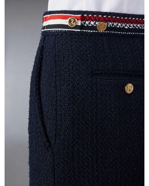 Thom Browne Blue 4 Bar-Tab Striaght Hem Tweed Skirt