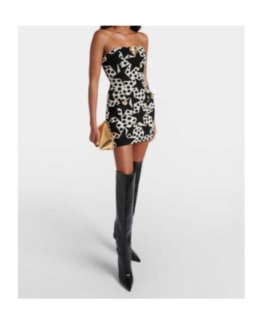 Area Black Jacquard Strapless Cotton-Blend Minidress